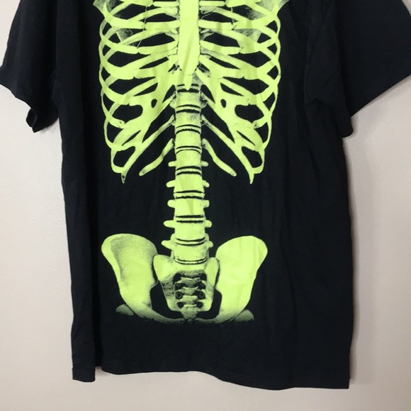 Jerzees skeleton glow in the dark Halloween black T-shirt size XL - Picture 3 of 9